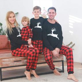 img 2 attached to Christmas Reindeer Plaid Pajamas: Matching Long Sleeve Sets For The Whole Family, Striped Kids Holiday Sleepwear And Homewear By CARETOO