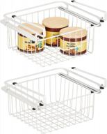 maximize your cabinet space with mdesign's compact hanging pullout drawer basket - 2 pack white metal wire organizers for kitchen, pantry, and cabinets logo