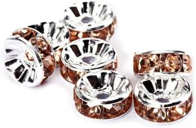 img 2 attached to 100 Silver Plated 10Mm Crystal Rondelle Spacer Beads For Jewelry Making In #362 Light Peach Color - BRCbeads