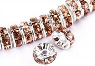 100 silver plated 10mm crystal rondelle spacer beads for jewelry making in #362 light peach color - brcbeads logo