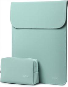 img 4 attached to HYZUO 13-Inch Laptop Sleeve Case For MacBook Air And MacBook Pro With Accessory Bag, Mint Green Faux Suede Leather Finish