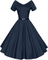 👗 oyza9pe women's vintage shirtwaist skaters dress - women's clothing logo