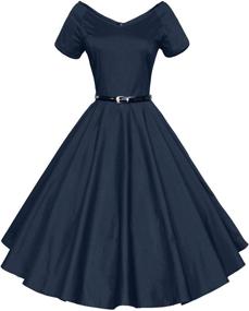 img 4 attached to 👗 Oyza9Pe Women's Vintage Shirtwaist Skaters Dress - Women's Clothing