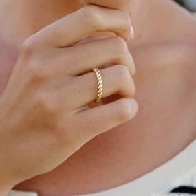img 3 attached to 18K Gold Plated Ribbed Dome Stackable Ring - Thick Band Ring With Thin Bubble Dome Design For Stunning Style