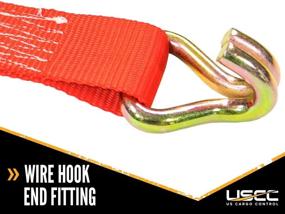 img 1 attached to 🔒 US Cargo Control Ratchet Straps - 2 Inch x 27 Foot Red Ratchet Strap with Double J Hooks - Dependable Tiedown Wire Hook Cargo Strap