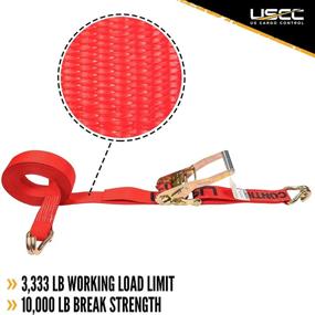 img 3 attached to 🔒 US Cargo Control Ratchet Straps - 2 Inch x 27 Foot Red Ratchet Strap with Double J Hooks - Dependable Tiedown Wire Hook Cargo Strap