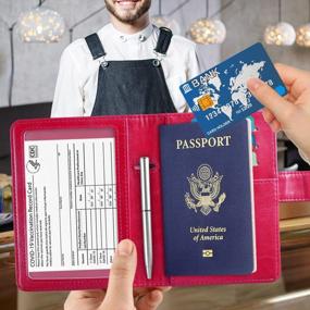 img 3 attached to Комбинированный футляр для паспорта и вакцинационной карты ACdream цвета горячего розового - органайзер для путешествий и защитник документов с блокировкой RFID