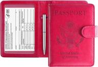 hot pink acdream passport & vaccine card holder combo - rfid blocking travel documents organizer protector logo
