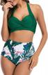 flaunt your retro style with papasgix two piece swimsuits for women: halter floral bikini sets in high waisted design -x-large green logo