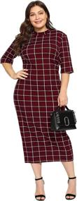 img 4 attached to Floerns Womens Gingham Bodycon Business Women's Clothing - Dresses