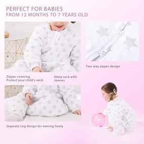 img 3 attached to 2.5 TOG Cotton Toddler Sleep Sack With Feet For Winter, Long Sleeve Baby Wearable Blanket For 2T-3T Weighted Sleep, Comfortable Sleep Sacks With Legs