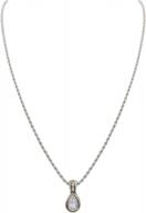 handcrafted american john medeiros clear cubic-zirconia pendant necklace with bezel setting in silver and gold tone logo