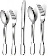 40-piece silverware set, haware stainless steel flatware service for 8, fancy cutlery tableware with wide handle, includes dinner knives forks spoons, mirror polished eating utensils, dishwasher safe logo