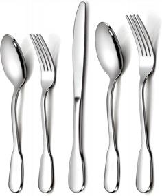 img 4 attached to 40-Piece Silverware Set, HaWare Stainless Steel Flatware Service For 8, Fancy Cutlery Tableware With Wide Handle, Includes Dinner Knives Forks Spoons, Mirror Polished Eating Utensils, Dishwasher Safe