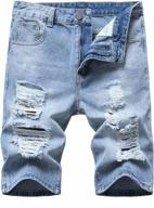 men's ripped distressed denim shorts - slim fit holes by enrica logo