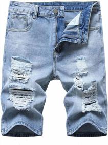 img 4 attached to Men'S Ripped Distressed Denim Shorts - Slim Fit Holes By Enrica