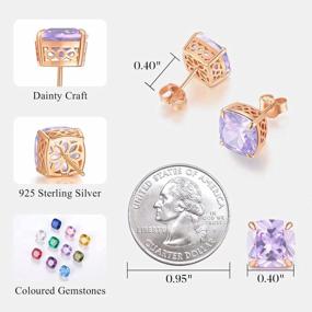 img 1 attached to CDE Morning Dew Rose Gold-Plated Stud Earrings, 925 Sterling Silver Cushion Cut Multicolor Birthstone Jewelry Gift For Mom Wife Girlfriend Christmas Anniversary Birthday Women