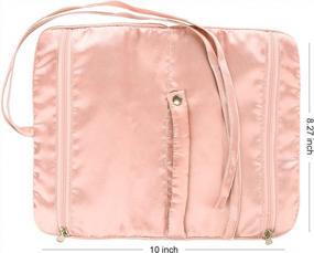 img 2 attached to Rose Gold Travel Jewelry Organizer Roll Bag With Aluminum Metal Mesh And Soft Silk Lining