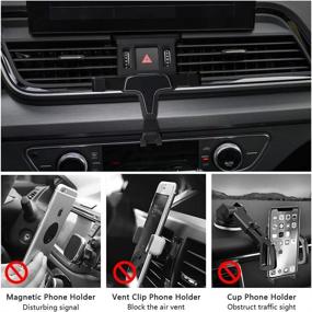 img 2 attached to 📱 New 1797 Audi Q5 Accessories 2018-2021: Phone Mount Holder Car Cellphone Cradle Air Outlet Hazard Button with Upgraded Gravity Dash Navigation in Black