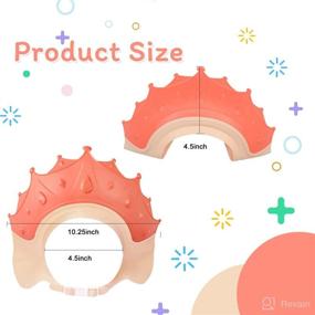 img 3 attached to 2-Pack Crown Baby Shower Cap - Adjustable Hair Washing Guard Bath Shield Visor Hat for Infants - Eye and Ear Protection - Waterproof Soft Silicone Shampoo Cap - Shower Cap for Kids and Toddlers - Red+Yellow