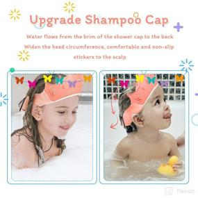 img 1 attached to 2-Pack Crown Baby Shower Cap - Adjustable Hair Washing Guard Bath Shield Visor Hat for Infants - Eye and Ear Protection - Waterproof Soft Silicone Shampoo Cap - Shower Cap for Kids and Toddlers - Red+Yellow