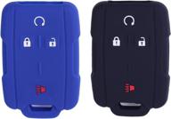 🔑 2 pack xuhang silicone key fob skin cover case protector shell for chevrolet silverado colorado gmc sierra yukon cadillac smart remote - black with blue logo