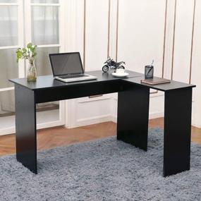 img 2 attached to Dark Brown 44X58 Inch Modern L Shaped Corner Computer Desk Gaming Writing Workstation For Home Office Small Space