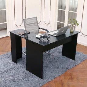 img 3 attached to Dark Brown 44X58 Inch Modern L Shaped Corner Computer Desk Gaming Writing Workstation For Home Office Small Space