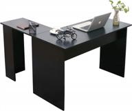 темно-коричневый 44x58 дюймов современный l-образный угловой компьютерный стол игровая письменная рабочая станция для домашнего офиса небольшое пространство логотип