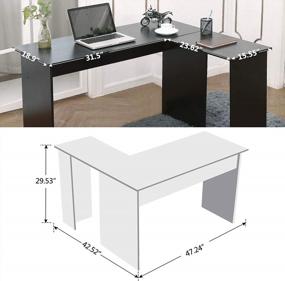img 1 attached to Dark Brown 44X58 Inch Modern L Shaped Corner Computer Desk Gaming Writing Workstation For Home Office Small Space