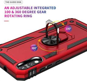 img 1 attached to 🔴 Tznzxm for ZTE ZMax 10 / Z6250 Ring Case - Military Grade Shockproof Case with Metal Ring Grip and Magnetic Car Mount - Red