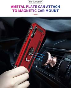 img 2 attached to 🔴 Tznzxm for ZTE ZMax 10 / Z6250 Ring Case - Military Grade Shockproof Case with Metal Ring Grip and Magnetic Car Mount - Red