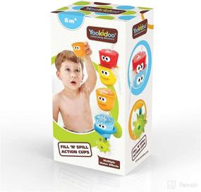 img 1 attached to 🛁 Yookidoo Baby Bath Toys - Fill 'N' Spill Set of 4 Stackable Cups with Suction Cup Holder and Water Wheel - Sensory Toy for Bath Time & Any Bathtub