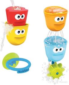 img 2 attached to 🛁 Yookidoo Baby Bath Toys - Fill 'N' Spill Set of 4 Stackable Cups with Suction Cup Holder and Water Wheel - Sensory Toy for Bath Time & Any Bathtub