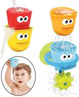 🛁 yookidoo baby bath toys - fill 'n' spill set of 4 stackable cups with suction cup holder and water wheel - sensory toy for bath time & any bathtub logo