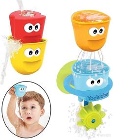 img 3 attached to 🛁 Yookidoo Baby Bath Toys - Fill 'N' Spill Set of 4 Stackable Cups with Suction Cup Holder and Water Wheel - Sensory Toy for Bath Time & Any Bathtub