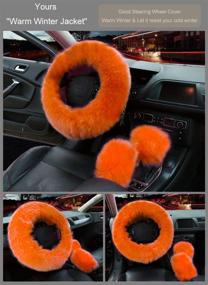 img 1 attached to Stay Stylish and Cozy with Younglingn Car Steering Wheel Cover Gear Shift Handbrake Fuzzy Cover 1 Set 3 Pcs Multi-colored - Winter Warm Pure Wool Fashion for Girl Women Ladies Universal Fit Most Car（orange）