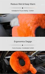 img 2 attached to Stay Stylish and Cozy with Younglingn Car Steering Wheel Cover Gear Shift Handbrake Fuzzy Cover 1 Set 3 Pcs Multi-colored - Winter Warm Pure Wool Fashion for Girl Women Ladies Universal Fit Most Car（orange）