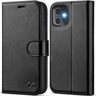 iphone 12 mini wallet case pu leather flip folio card holders rfid blocking kickstand shockproof tpu inner shell phone cover 5.4 inch black logo