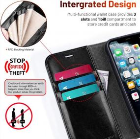 img 3 attached to IPhone 12 Mini Wallet Case PU Leather Flip Folio Card Holders RFID Blocking Kickstand Shockproof TPU Inner Shell Phone Cover 5.4 Inch Black