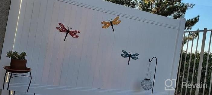 img 1 attached to Scwhousi Metal Dragonfly Wall Decor Outdoor Garden Fence Art,Hanging Decorations For Living Room, Bedroom, 3 Pack review by Wayne Drakh