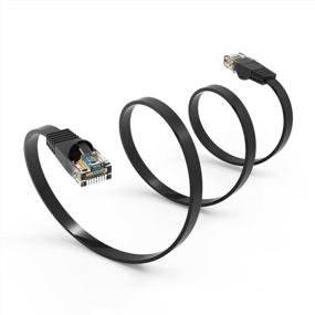 img 4 attached to 10 Foot Black Category 6 Flat Cord With Booted Ends, Unshielded And Twisted Pair For High-Speed Internet, 550MHZ, 32 AWG
