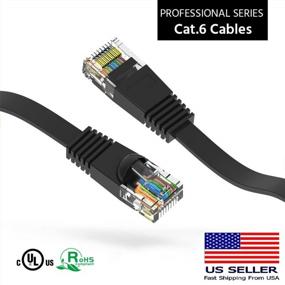 img 3 attached to 10 Foot Black Category 6 Flat Cord With Booted Ends, Unshielded And Twisted Pair For High-Speed Internet, 550MHZ, 32 AWG