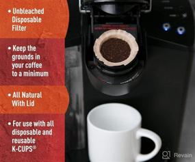 img 1 attached to 100-Pack of Disposable Natural Brown Unbleached Paper Coffee Filters with Lid - Compatible with Keurig 1.0 and 2.0 Brewers - Replacement Filters for Single Serve Brewers - Fits All Reusable K-Cups - For Making Your Own Coffee