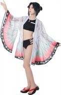 rolecos shinobu kocho cosplay swimsuit for women - anime kimono cardigan bikini cover up, perfect swimwear for fans logo