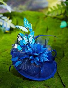 img 1 attached to Coucoland Fascinators Hat Tea Party Pillbox Hat Butterfly Fascinator Headband For Kentucky Derby