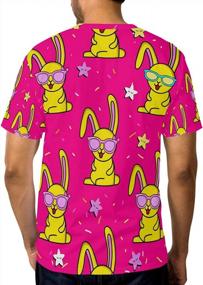 img 2 attached to Playful T-Shirt: Pink And Yellow Rabbit With Stars On Short Sleeved Crew-Neck Top