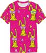 playful t-shirt: pink and yellow rabbit with stars on short sleeved crew-neck top logo