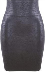 img 3 attached to HLBandage Elastic Leather High Waist Bodycon Mini Skirt