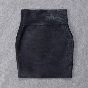 img 1 attached to HLBandage Elastic Leather High Waist Bodycon Mini Skirt